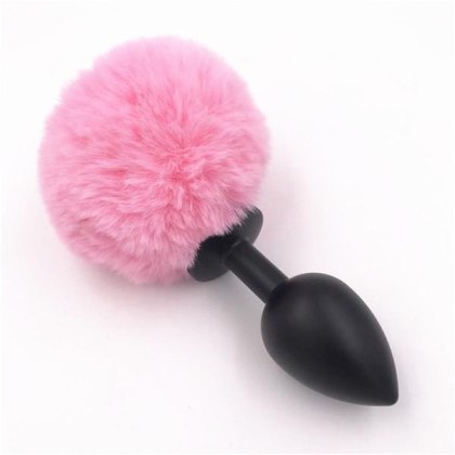 Bunny plug large black with pink tail 9,3 x 4,1 cm / 3,8 x 1.6 inch Power Escorts