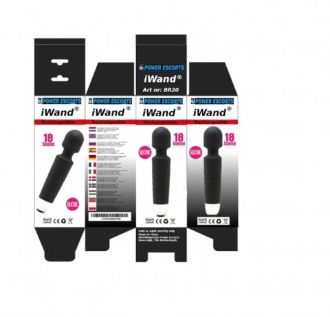 Iwand black rechargeable silicone bodywand massager Power Escorts