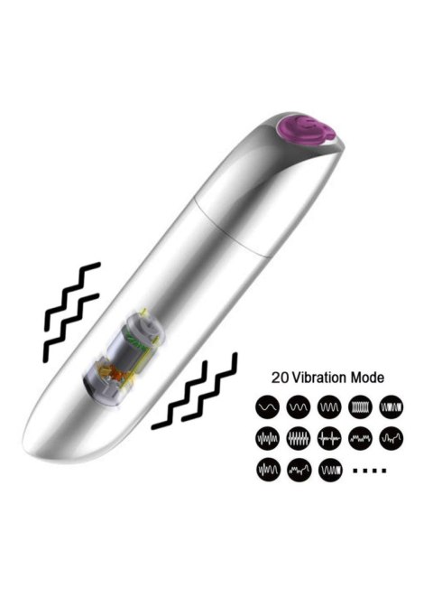 Stymulator-Rechargeable Powerful Bullet Vibrator USB 20 Functions - Shine Black B - Series Magic