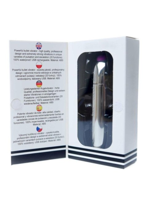 Stymulator-Rechargeable Powerful Bullet Vibrator USB 20 Functions - Silver B - Series Magic