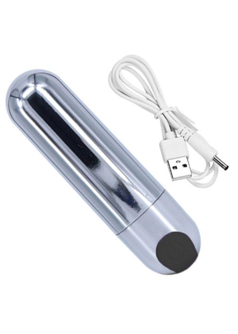 Wibrator-Strong Bullet Vibrator Silver/Black USB 10 Function B - Series Magic