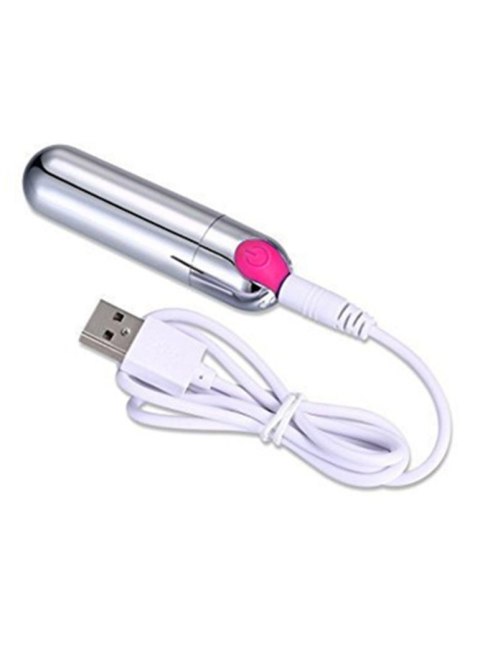 Wibrator-Strong Bullet Vibrator Silver/Pink USB 10 Function B - Series Magic