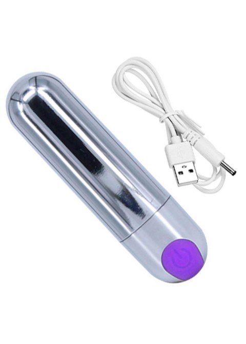 Wibrator-Strong Bullet Vibrator Silver/Purple USB 10 Function B - Series Magic