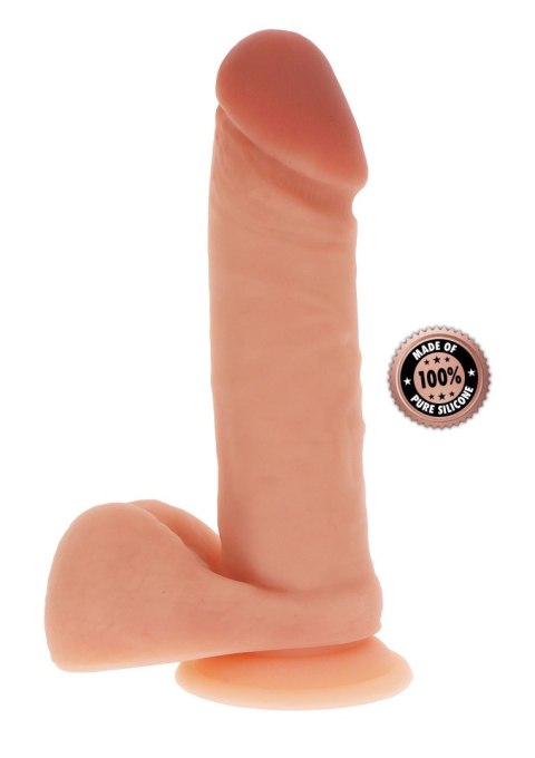 Silicone Dildo 8 Inch w Balls Light skin tone ToyJoy