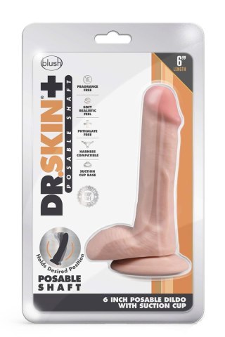 DR. SKIN PLUS 6 INCH POSABLE DILDO WITH BALLS VANILLA Blush