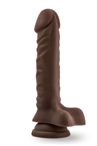 DR. SKIN PLUS 9 INCH POSABLE DILDO WITH BALLS CHOCOLATE Blush