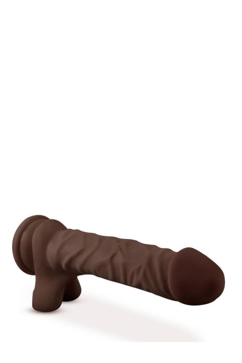 DR. SKIN PLUS 9 INCH POSABLE DILDO WITH BALLS CHOCOLATE Blush