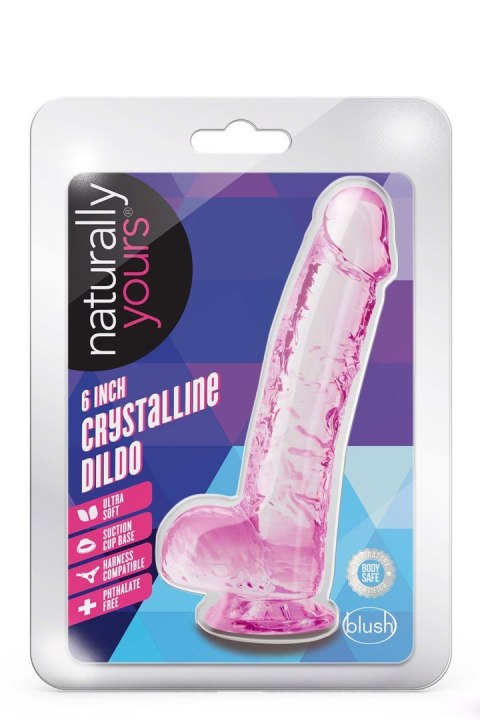 NATURALLY YOURS  6" CRYSTALLINE DILDO ROSE Blush