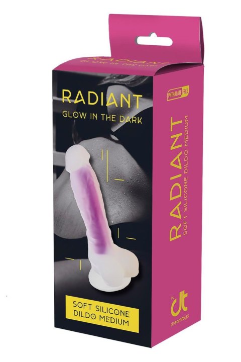 RADIANT SOFT SILICONE GLOW IN THE DARK DILDO MEDIUM PURPLE Dream Toys