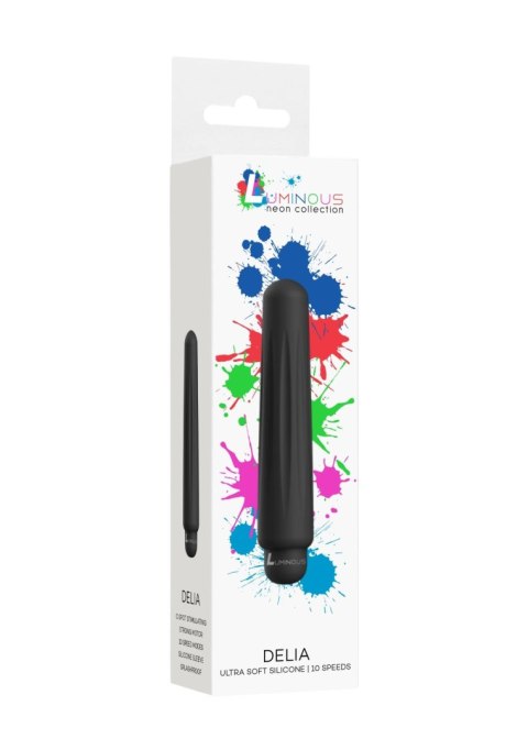 Delia - ABS Bullet With Sleeve - 10-Speeds - Black Luminous