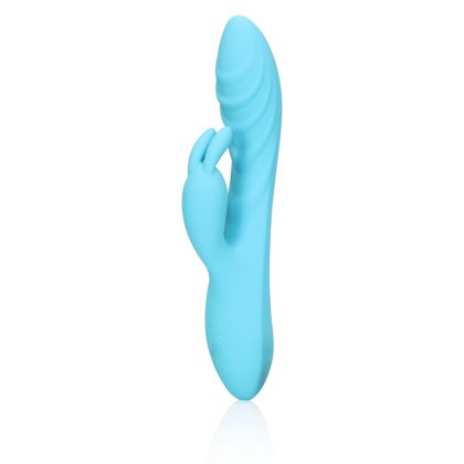 Ribbed Ultra Soft Silicone Rabbit Vibrator - Glacial Blue Loveline