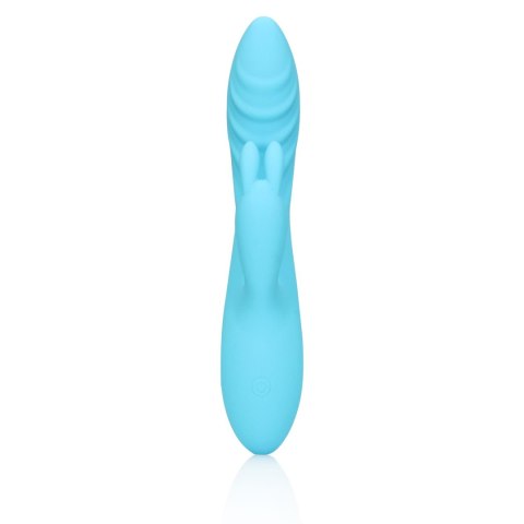 Ribbed Ultra Soft Silicone Rabbit Vibrator - Glacial Blue Loveline