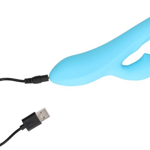 Ribbed Ultra Soft Silicone Rabbit Vibrator - Glacial Blue Loveline