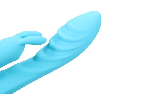 Ribbed Ultra Soft Silicone Rabbit Vibrator - Glacial Blue Loveline