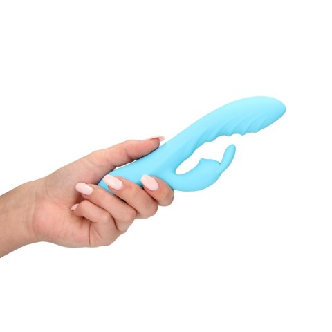 Ribbed Ultra Soft Silicone Rabbit Vibrator - Glacial Blue Loveline