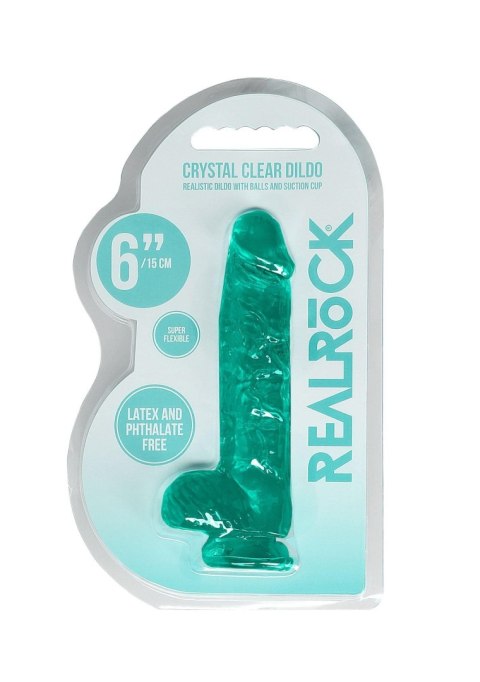 6"""" / 15 cm Realistic Dildo With Balls - Turquoise RealRock