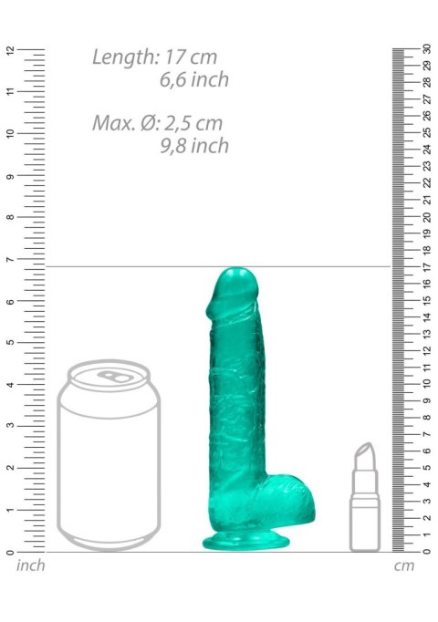 6"""" / 15 cm Realistic Dildo With Balls - Turquoise RealRock