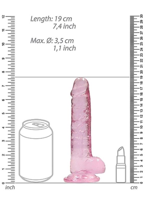 7"" / 18 cm Realistic Dildo With Balls - Pink RealRock