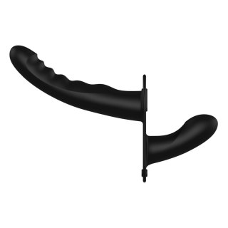 Ouch! - Dual Silicone Ribbed Strap-On - Adjustable - Black Ouch!