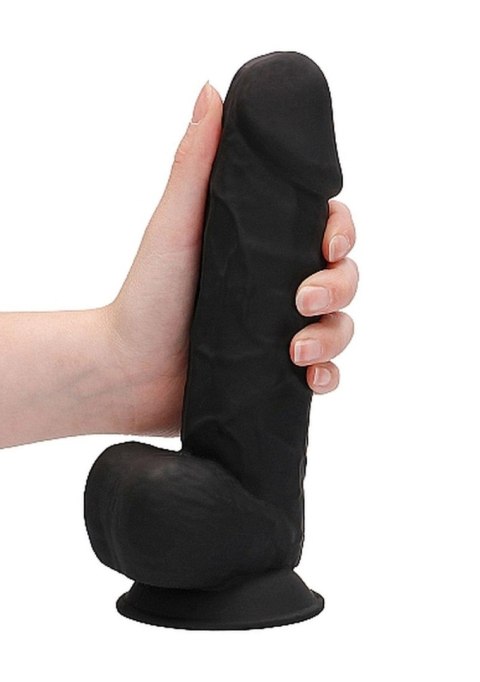 Silicone Dildo With Balls - 21,6 cm - Black RealRock