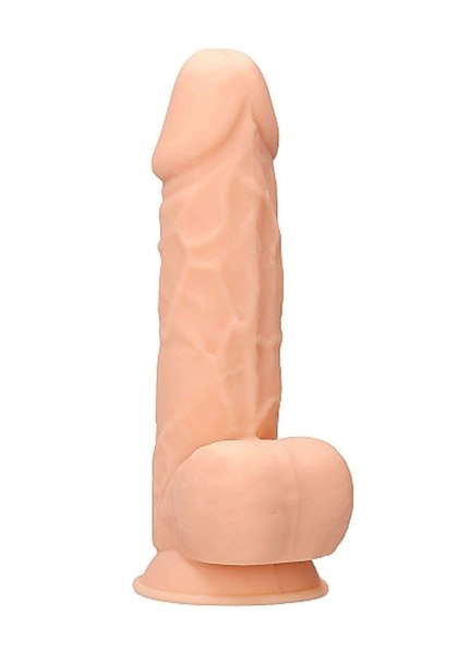 Silicone Dildo With Balls - 21,6 cm - Flesh RealRock