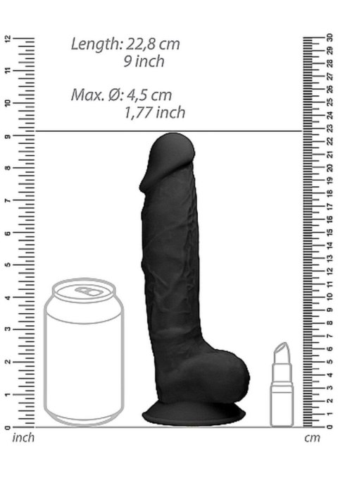 Silicone Dildo With Balls - 22,8 cm - Black RealRock