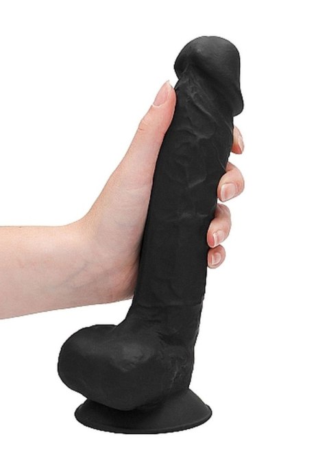 Silicone Dildo With Balls - 22,8 cm - Black RealRock