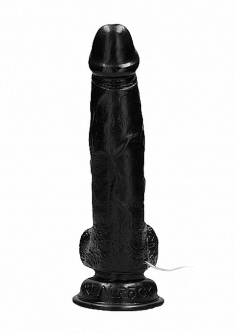 Vibrating Realistic Cock - 8"" - With Scrotum - Black RealRock