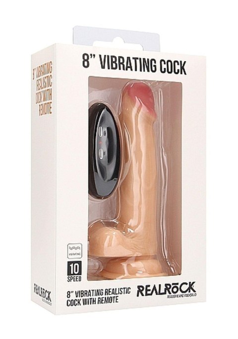 Vibrating Realistic Cock - 8"" - With Scrotum - Skin RealRock