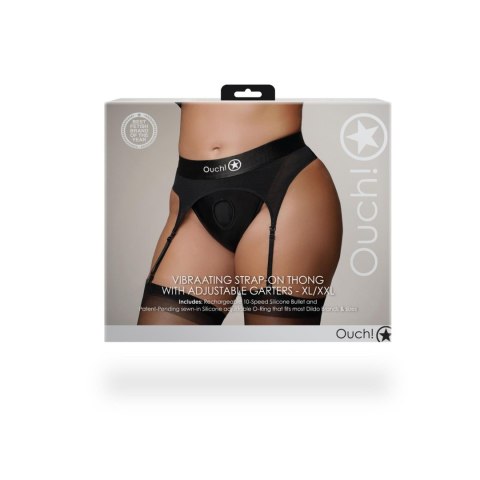 Vibrating Strap-on Thong with Adjustable Garters - XL/XXL Ouch!