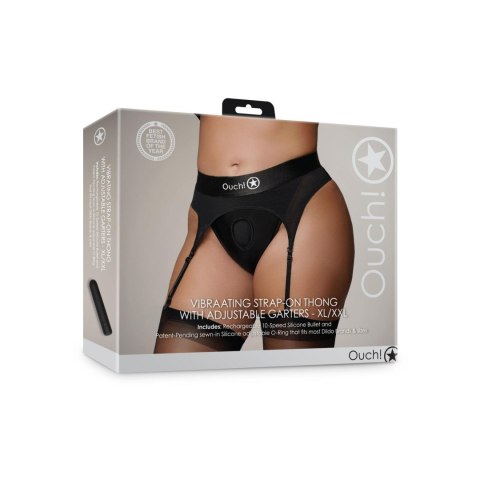 Vibrating Strap-on Thong with Adjustable Garters - XL/XXL Ouch!