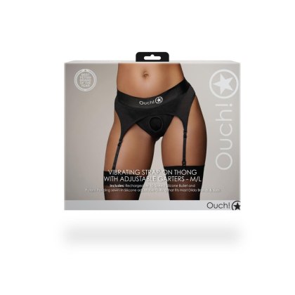 Vibrating Strap-on Thong with Adjustable Garters - M/L Ouch!