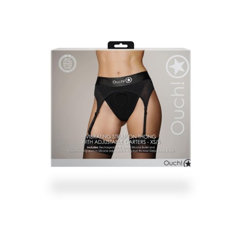 Vibrating Strap-on Thong with Adjustable Garters - XS/S Ouch!