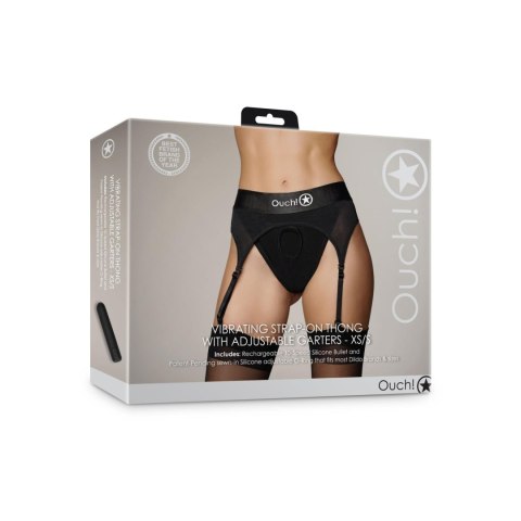 Vibrating Strap-on Thong with Adjustable Garters - XS/S Ouch!