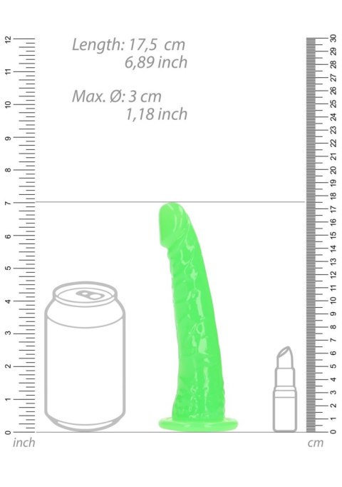 Slim Realistic Dildo with Suction Cup - Glow in the Dark - 6'' / 15,5 cm RealRock