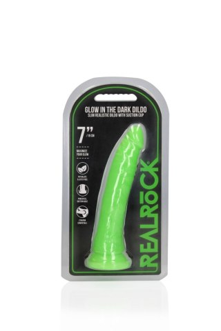 Slim Realistic Dildo with Suction Cup - Glow in the Dark - 7'' / 18 cm RealRock