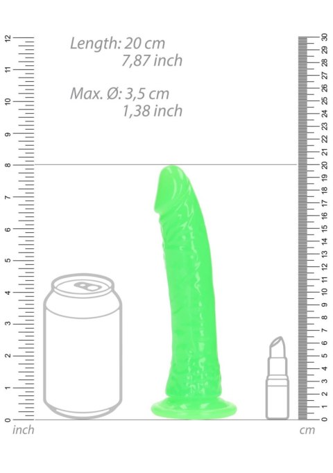 Slim Realistic Dildo with Suction Cup - Glow in the Dark - 7'' / 18 cm RealRock