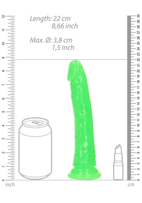 Slim Realistic Dildo with Suction Cup - Glow in the Dark - 8'' / 20 cm RealRock