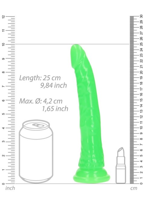 Slim Realistic Dildo with Suction Cup - Glow in the Dark - 9'' / 22,5 cm RealRock