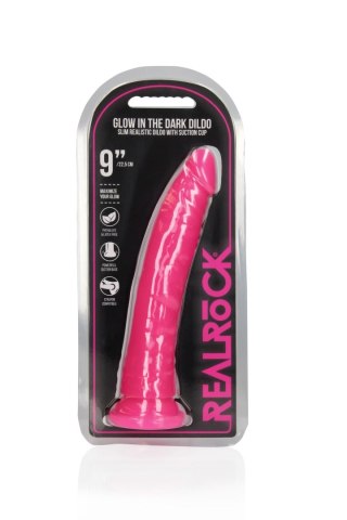 Slim Realistic Dildo with Suction Cup - Glow in the Dark - 9'' / 22,5 cm RealRock