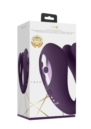 Yoko - Triple Action Vibrator Dual Prongs with Clitoral Pulse Wave Vive