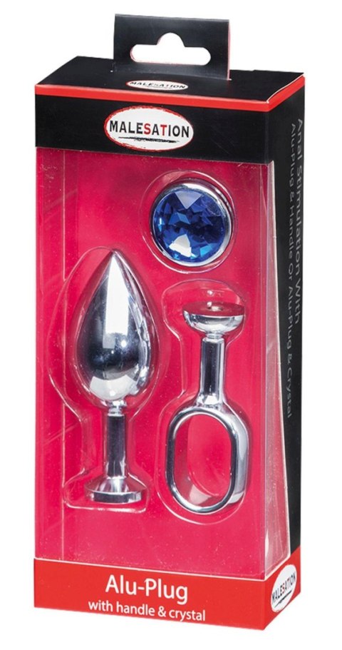 MALESATION Alu-Plug with handle & crystal large, chrome Malesation