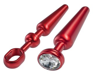 MALESATION Alu-Plug with handle & crystal medium, red Malesation