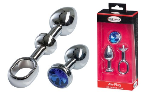 MALESATION Alu-Plug with handle & crystal small, chrome Malesation