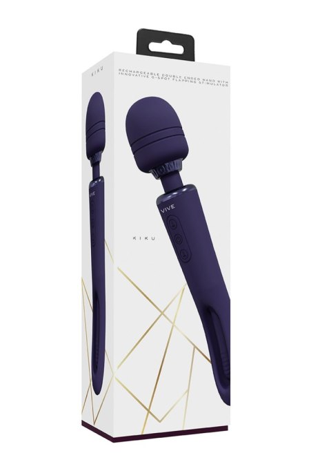 VIVE - Kiku - Rechargeable Double Ended Wand with Innovative G-Spot Flapping Stimulator - Purple Vive