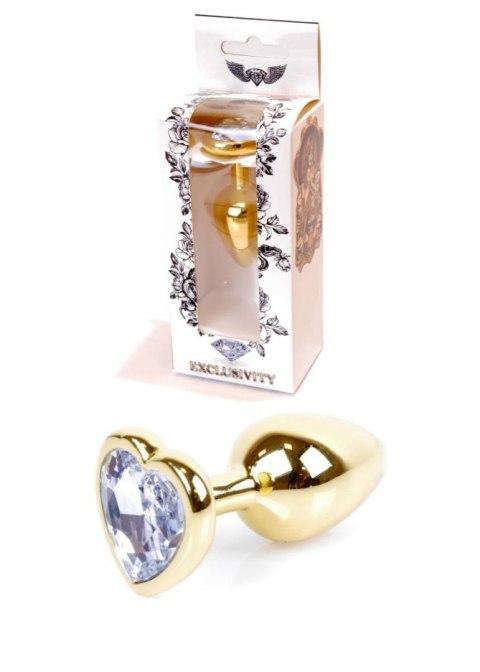 Plug-Jewellery Gold Heart PLUG- Clear B - Series HeavyFun