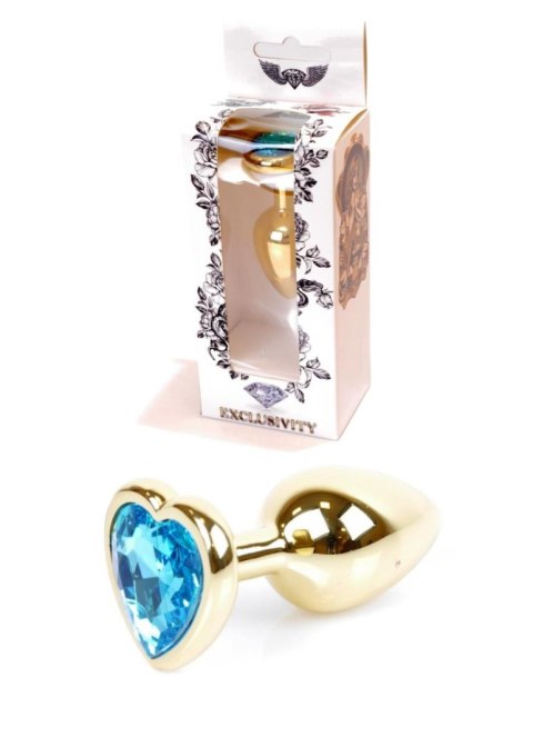 Plug-Jewellery Gold Heart PLUG- Light Blue B - Series HeavyFun