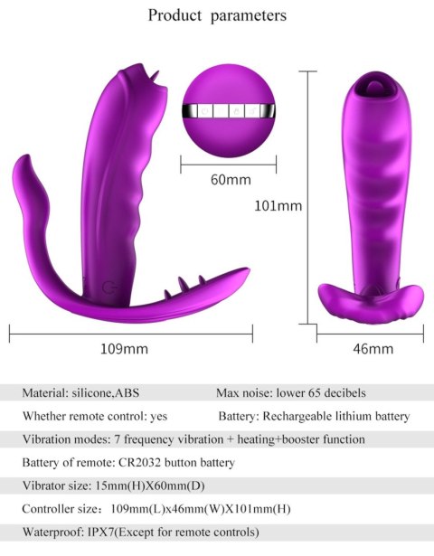 Stymulator-Silicone Panty Vibrator USB 7 Function / Heating B - Series Fox