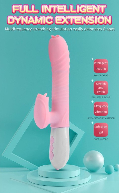 Wibrator-Silicone Vibrator USB 7 Function and Thrusting Function / Heating, pink B - Series Fox