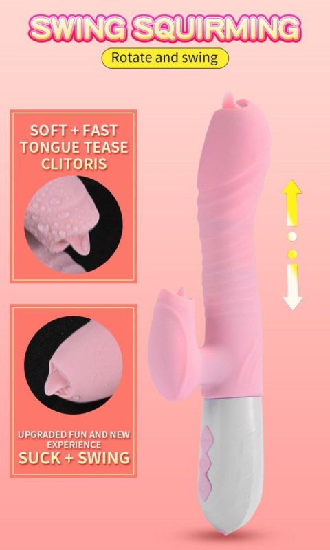 Wibrator-Silicone Vibrator USB 7 Function and Thrusting Function / Heating, pink B - Series Fox